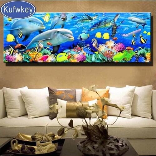 Crystal Diamond Landscape 5d diy diamond painting Underwater World Dolphins embroidery full square/round diamond mosaic,Wall Art