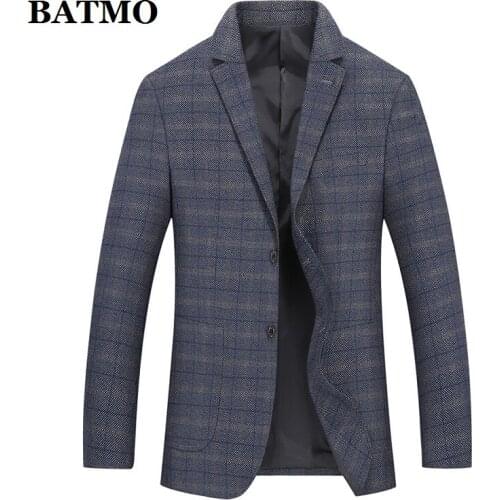BATMO 2020 new arrival spring plaid casual blazer men,mens casual jackets,plus-size XX-7XL 19831