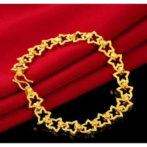 Star Link Chain Bracelet Unique Style Womens Jewelry Yellow Gold Filled Fashion Women Bracelet Gift