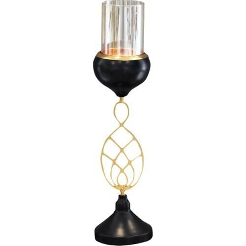 Fidex Home Decorative Water Drop Design Single Candlestick Black Gold