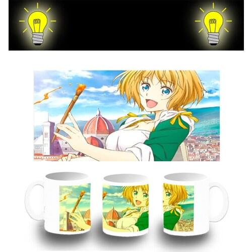 CUP PHOTOLUMINESCENT ANIME ART GIRL PAINTING glitter mug