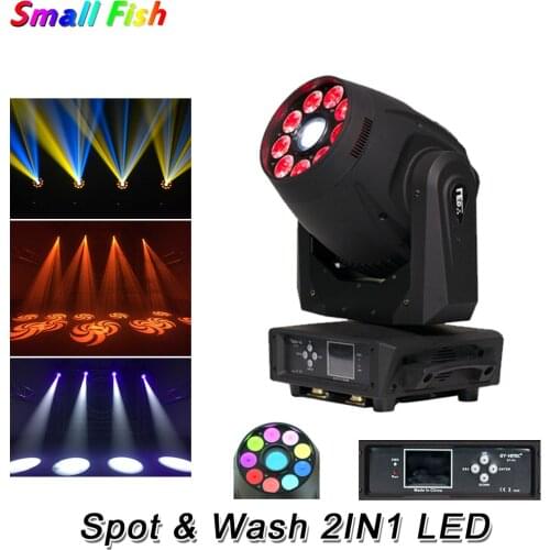 Hot Sales 120W LED Spot + 9X12W RGBWA-UV 6IN1 LED Wash Moving Head Lights DMX 16/23 Chs Electronic Linear Focus For DJ /Bar