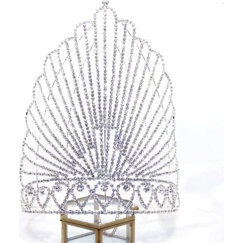 Exquisite New Bride Big Crown Fashion Rhinestone Womens Shining Crystal Headdress Luxury Wedding Crown Gift