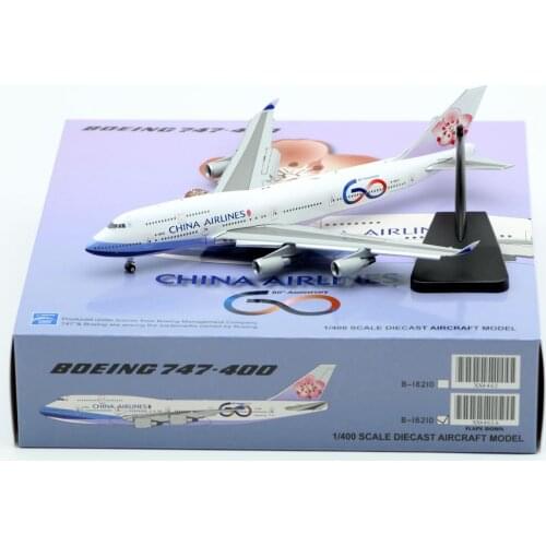 1:400 Alloy Collectible Plane JC Wings XX4462A China Airlines "60th Anniversary" B747-400 Diecast Jet Model B-18210 Flap Down