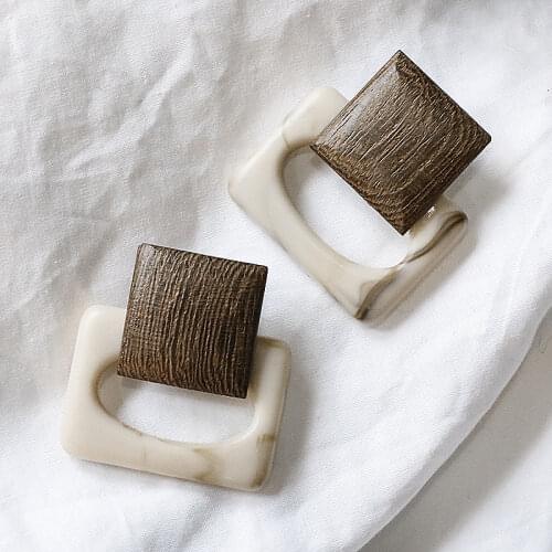Lifefontier New Vintage Resin Wood Drop Earrings for Women 2020 Square Elegant Dangle Earrings Fashion Jewelry Gift wholesale