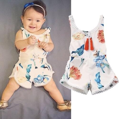 New Fashion Baby Girls Floral Print One-piece Romper Girl Sleeveless Jumpsuit Newborn Outfits Toddler Sunsuit Summer Clothes