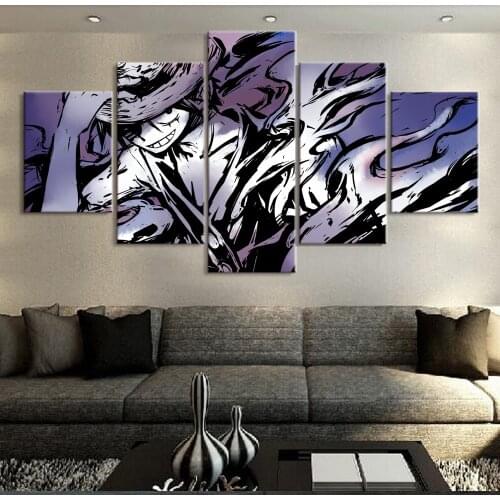 Printed Painting Modular Poster Canvas 5 Panel Animation One Piece Wall Picture Frame Art For Living Room Home Decor Artwork