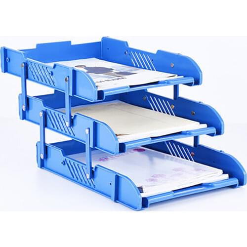 3-layer PP Mesh File Holder Stand Organizer Document Tray for Magazine Letter Paper Document Home Office Desk Lifting File Trays