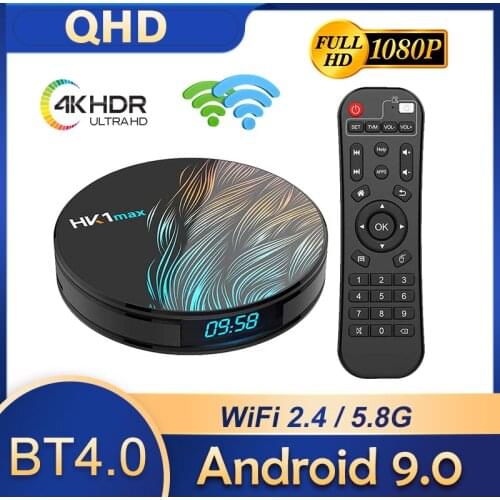 HK1MAX QHDTV Android 9.0 Smart TV Box Rockchip RK3328 HK1 MAX Android TV Box BT4.0 2.4Ghz 5.8Ghz Dual Wifi Android Set Top Box