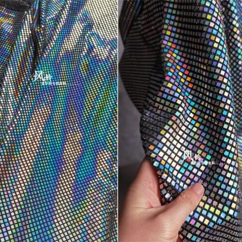 Iridescent Sequined Gauze Fabric Square Pattens Glitters DIY Patches Bags Background Decor Cosplay Wedding Dress Designer Fabric
