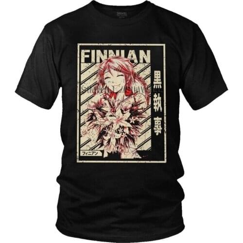 Black Butler T Shirt Men Soft Cotton Tshirt Graphic Tee Tops Short Sleeve Anime Manga Finnian T-shirt Fitted Harajuku Apparel