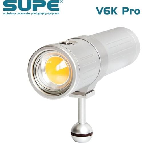 SUPE Scubalamp V6K PRO 12000Lum Underwater Photo Video Light Scuba Diving Light Search Light Beam Angle 120 High-Mid-Low Dimming