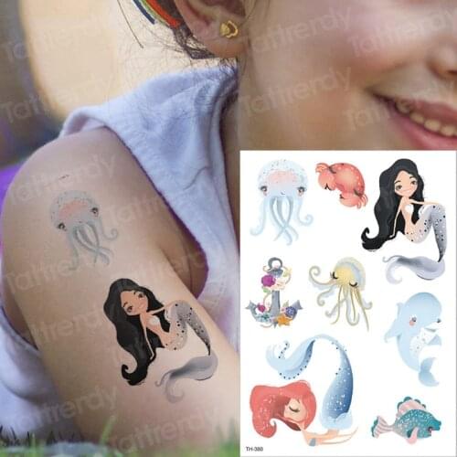 Temporary tattoo kids sticker mermaid tattoo whale sea transfer tattoo for children tattoos animals fish unicorn tatoo mermaid
