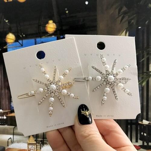 Fashion Snakeflower Hair Clip Women Accessories Simulation Pearl Rhinestone Hair Slide Gold Color Hairgrip for Gilr Jewelry 2020