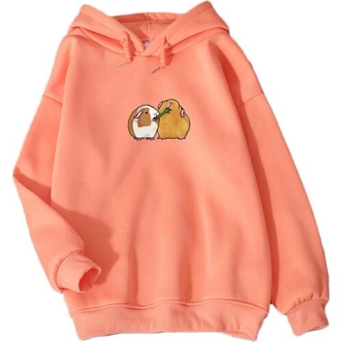 Kawaii Guinea Pig Print Hoodie Goth Aesthetic Harajuku Sweatshirt For Women Kpop Fashion Autumn Winter Long Sleeve Hoody Ladies