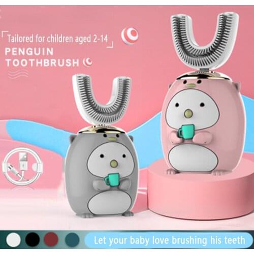 New 2-6-14 Year Old U Type Childrens Rechargeable Waterproof Electric Toothbrush Toothbrush Soft Replacement Head