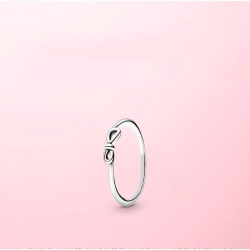 100% 925 Sterling Silver Pan Ring Creative Design Forever Symbol Bow Ring For Women Wedding Party Gift Fashion Jewelry