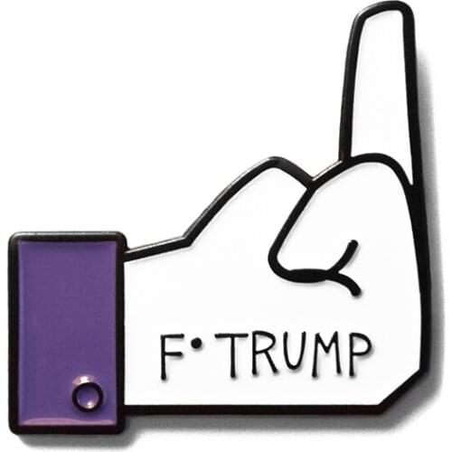 2020 Special Gift F.TRUMP Contempt Brooch and Enamel Pin Cartoon Trump Finger Lapel Pin American Election Souvenir Present