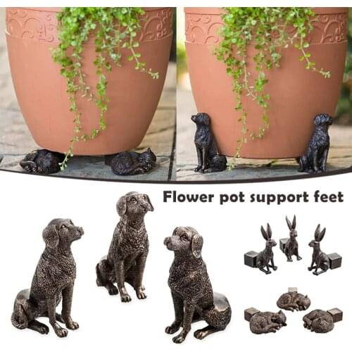 3pcs Plant Pot Foot Dog/cat/rabbit Statue Flower Pot Planter Foot Pot Support Foot Handmade Garden Decoration