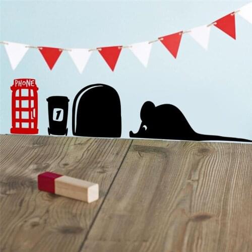 5cs Funny Love Mouse Hole Wall Stickers For Kids Rooms Wall decals vinyl Mural Art Home decoration Vintage Poster Y170818
