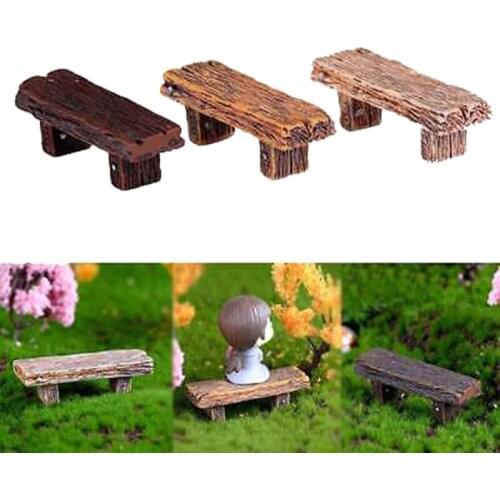 DIY Accessories Long Wood Bench Miniature Doll House Decoration Cartoon Animal Models Plastic Girl Toy Figurine Fairy Garden