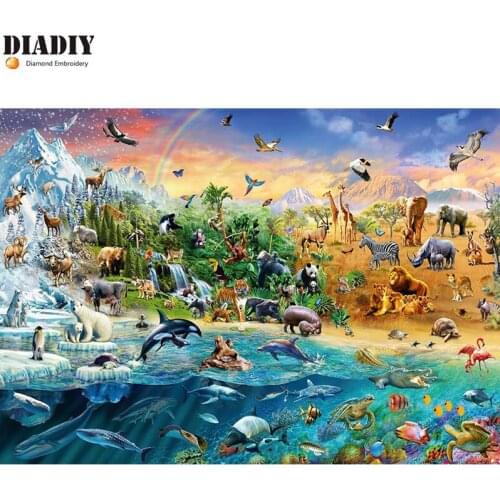 Full Square&round drill 5D DIY Diamond embroidery animal world Diamond Painting Cross Stitch Rhinestone Mosaic decor gift