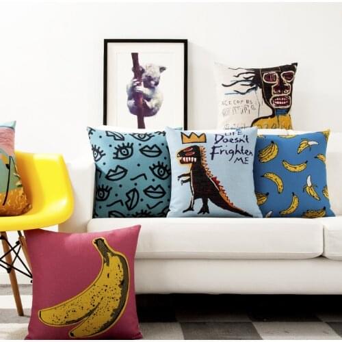 American Graffiti Cushion Cartoon Geometry Pillow Cover Home Decorative Decoration Office Sofa PillowCase