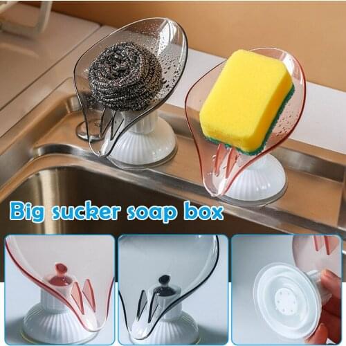Bar Soap Holder Leaf Shape Self Draining Soap Dish Decorative Soap Tray Soap Box With Suction Cup For Bathroom Kitchen Мыльница