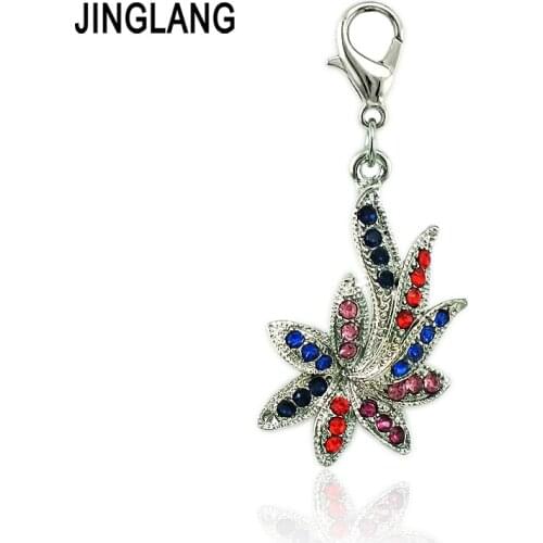 JINGLANG Classic Lobster Clasp Charms Color Rhinestone Hyperbole Flower Pendants DIY Charms For Jewelry Making Accessories
