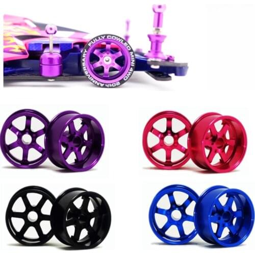Mini 4wd Middle Diameter Wheels Self-madeParts For Tamiya Mini 4WD Colored Wheel w/Aluminum Disc 1/32 Scale L005 1Set /lot