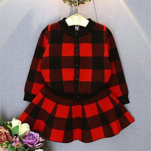 Dulce Amor Girls Clothes Set Autumn Winter Children Cotton Tops+Skirt 2PCs Kids Tracksuits for Girls Outfits Drop Shipping