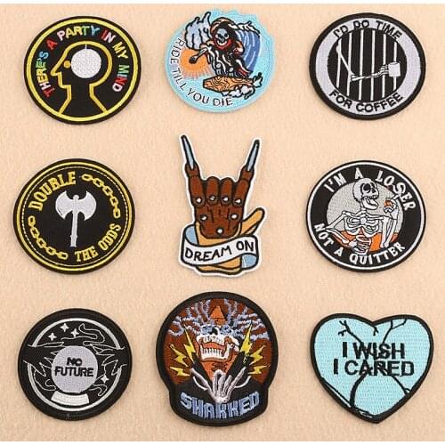 20pcs/lot Round Embroidery Patches Letters Strange Things Heart Clothing Decoration Accessories Diy Iron Heat Transfer Applique