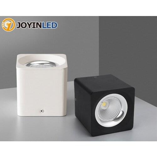 High Brightness Square Surface Mounted LED COB Dimmable Downlights 7W/9W/12W AC85-265V Black White LED Ceiling Lamp Spot Light