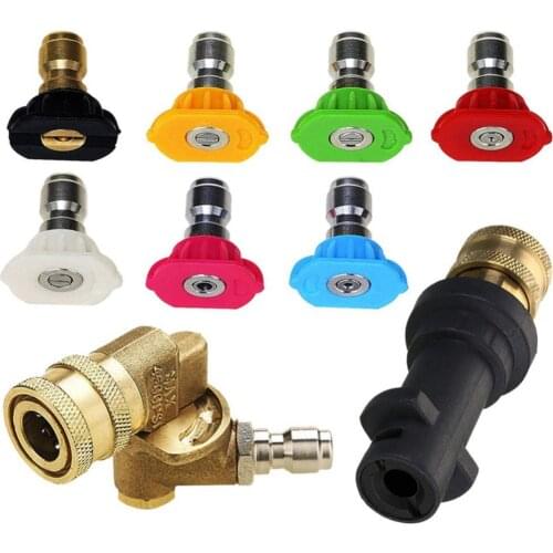 Brass Pressure Washer Adapter with 1/4Inch Female Quick Connect Fitting with Nozzles Spray Tips Fit for Karcher K Series