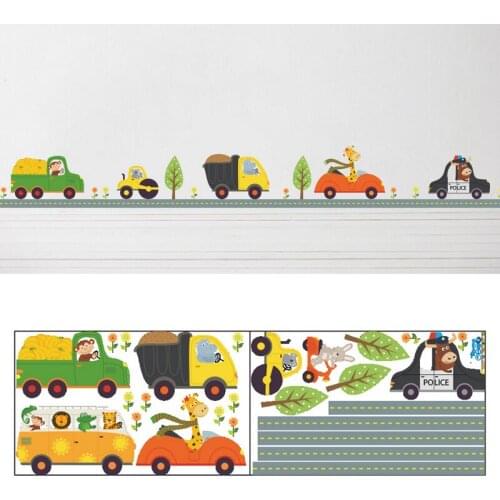 Animal Car Wall Sticker Decals Lovely Children Nursery Bedroom Wall Sticker Home Decoration Supplies 200*18cm