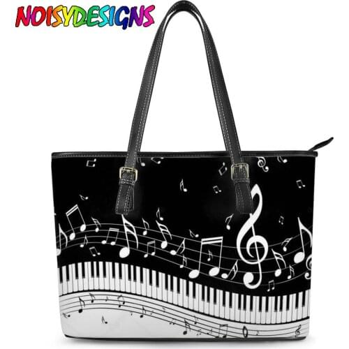 NOISYDESIGNS Music Note Shoulder Bag for Ladies Piano Keyboard Art Print Top-Handbags Casual Women Tote Bags bolso mujer