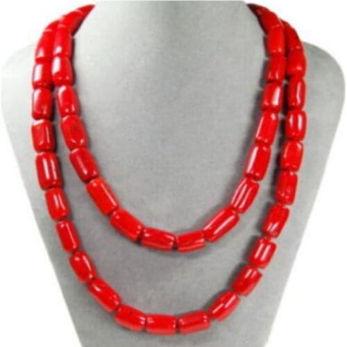 7X10MM NEW Beautiful necklace made of corals in cylinder form 50"long