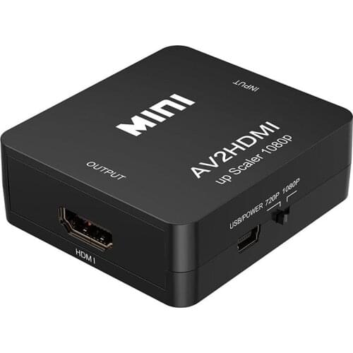 RCA to HDMI, 1080P Mini RCA Composite CVBS AV to HDMI Video Audio Converter Adapter Supporting PAL/NTSC with USB Charge Cable fo