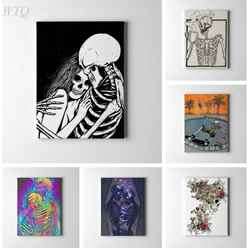 Anime Posters Skeleton Horror Bones Printed Canvas Painting Posters and Prints Game Poster Wall Decor Wall Art Picture Home Deco