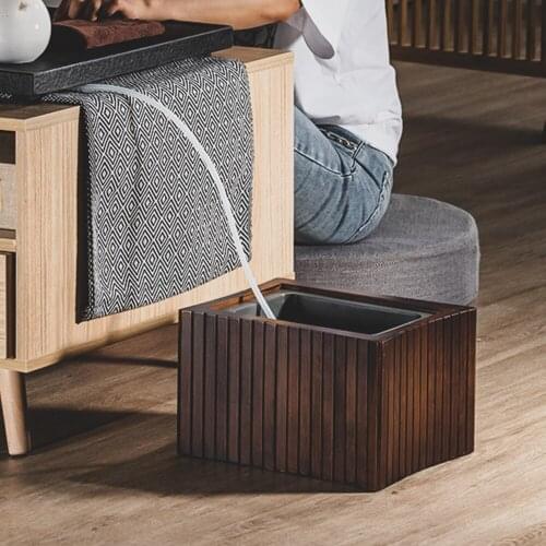 Durable 3L 6L Bamboo Tea Filter Bucket For House Office Tea Shop Decoration Bamboo Wood Trash Can With Not Leaking PP Liner