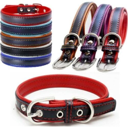 Adjustable Genuine Leather Cat Collar Kitten Neck Buckle Strap Belt Padded Pet Collar Small Medium Large Cat Pitbull Labrador