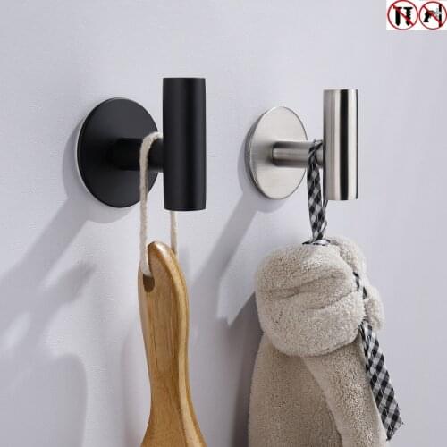 3M Sticker Adhesive Stainless Steel Wall Mount Robe Hook Door Clothes Coat Hat Hanger Bathroom Towel Hook Rack Free Nail Install