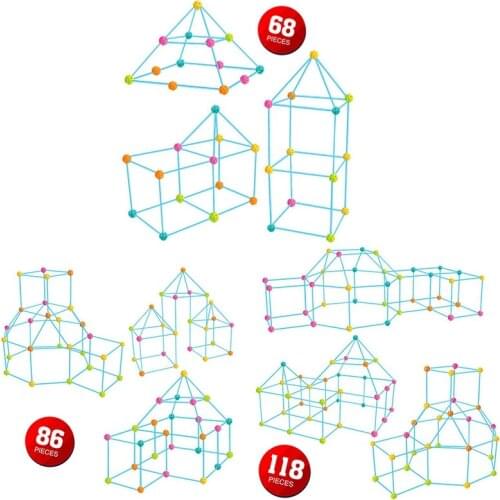 Build Your Own Den Kit Kids Construction Fort Building Colorful Castles Tunnels Tents Educational DIY Children Toy