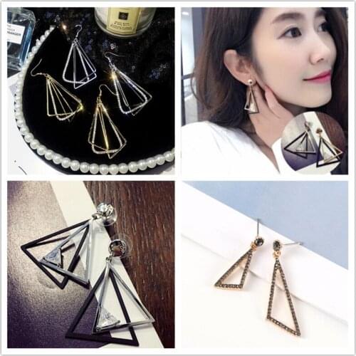 2019 New Fashion Simple Stud Earrings Personality Trend Push-back Triangle Earrings Wholesale Jewelry Womens Earrings