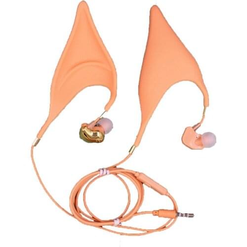 Cute Elf Shape Earphone Noise Reduction In-ears Design Universal Wired Drive-by-wire Earphones Ear Cup Built-in Microphone USB