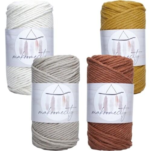 Scanned Macrame Rope 3mm Single Twist Can Be Scanned Macrame Rope 4lü Set Ecru Mustard Tile Coffee with Milk