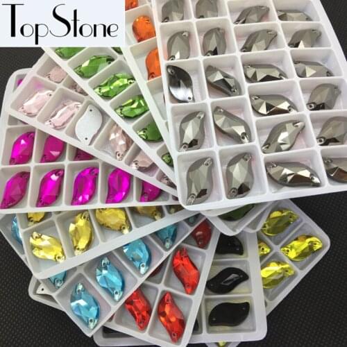 TopStone S Shape Sew On Stones 10x20mm 6x12mm Flatback Sewing Glass Crystal Stone