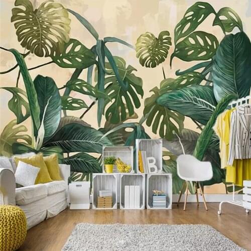 Tropical rainforest banana leaf TV background wall professional production mural wholesale wallpaper mural poster photo wall