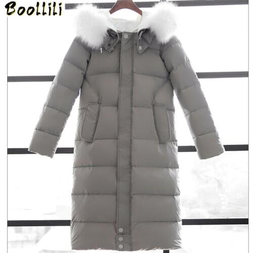 Boollili 2020 Winter Jacket Women W/ Hood Fur X-Long Coat Thickening Thermal Super Warm manteau femme Parka Coats Plus Size