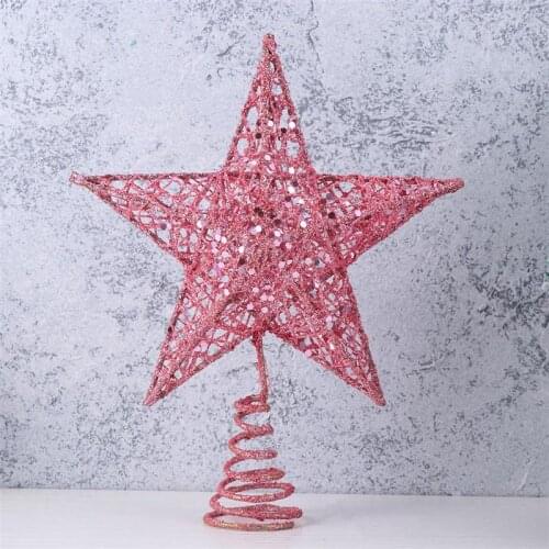 1pcs 20cm Christmas Tree Topper Beautiful Iron Star Topper Glittering Christmas Tree Decoration Ornaments (Rose Gold/Blue/Pink)